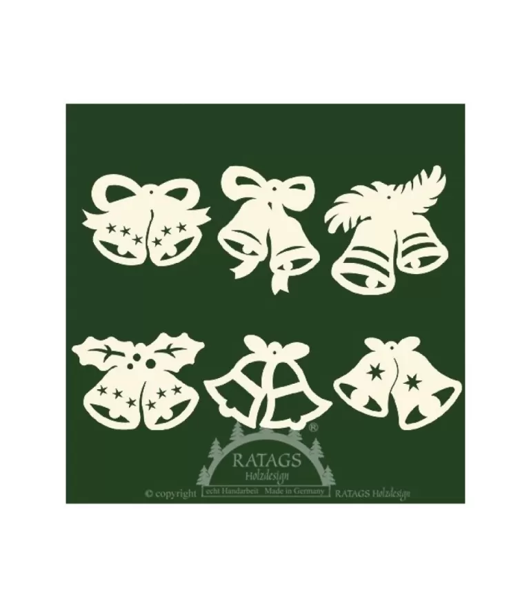 Fashion 6 Clochettes Pour Décorer Le Sapin De Noël - Set N° 14 Décorations En Bois Pour Sapin De Noël