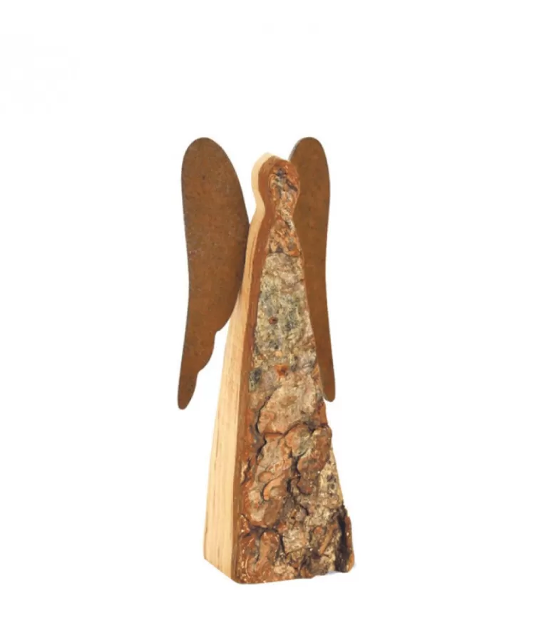 Discount Ange De Noël En Bois Avec Ailes Metal, 12 Cm Anges De Noël En Bois