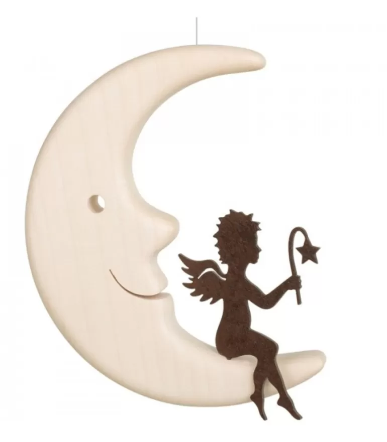 Fashion Ange Metal Assis Sur Une Lune, 12 Cm Anges De Noël Pour Sapin