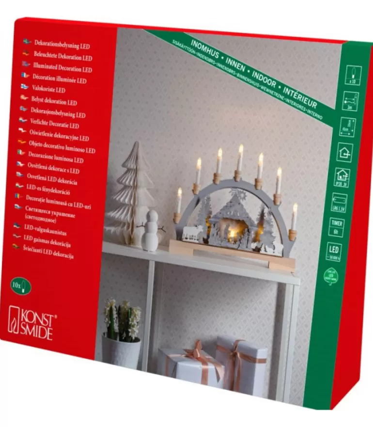 Outlet Arche Lumineuse Led En Bois Avec Crèche De Noël, 7 Lampes, 45 Cm Crèche De Noël Lumineuse