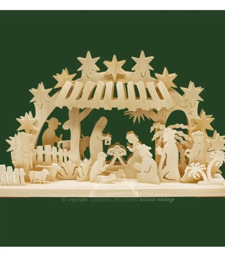 Discount Bougeoir Electrique Led Crèche De Noël Etable En Bois Crèche De Noël Lumineuse