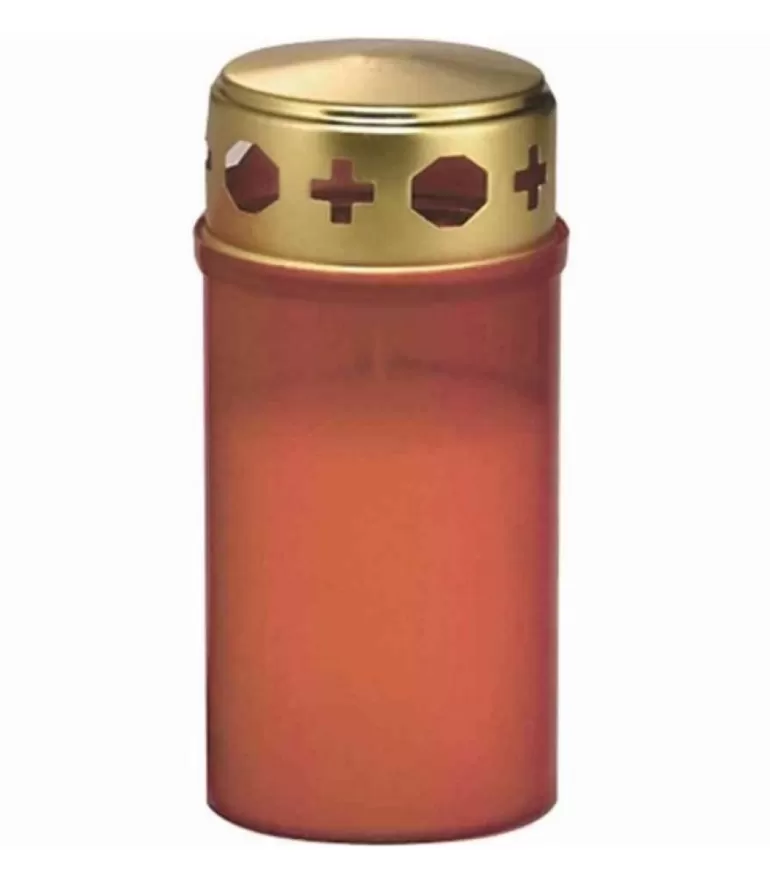 Cheap Bougie Cimetiere Rouge Avec Couvercle Dore, 12 Cm Bougies Funéraires