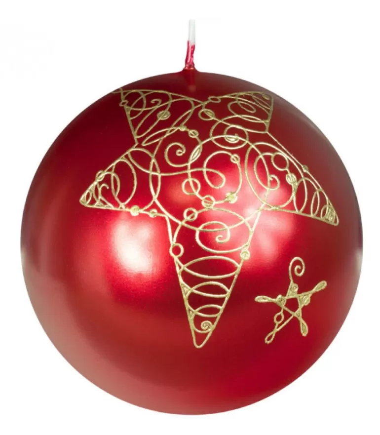 Sale Bougie De Noël Boule Avec Etoile, 8 Cm Bougies Décoratives