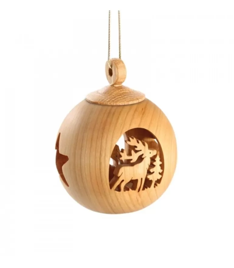 Outlet Boule De Noël En Bois, Motif Cerf, 6 Cm Boules De Noël En Bois