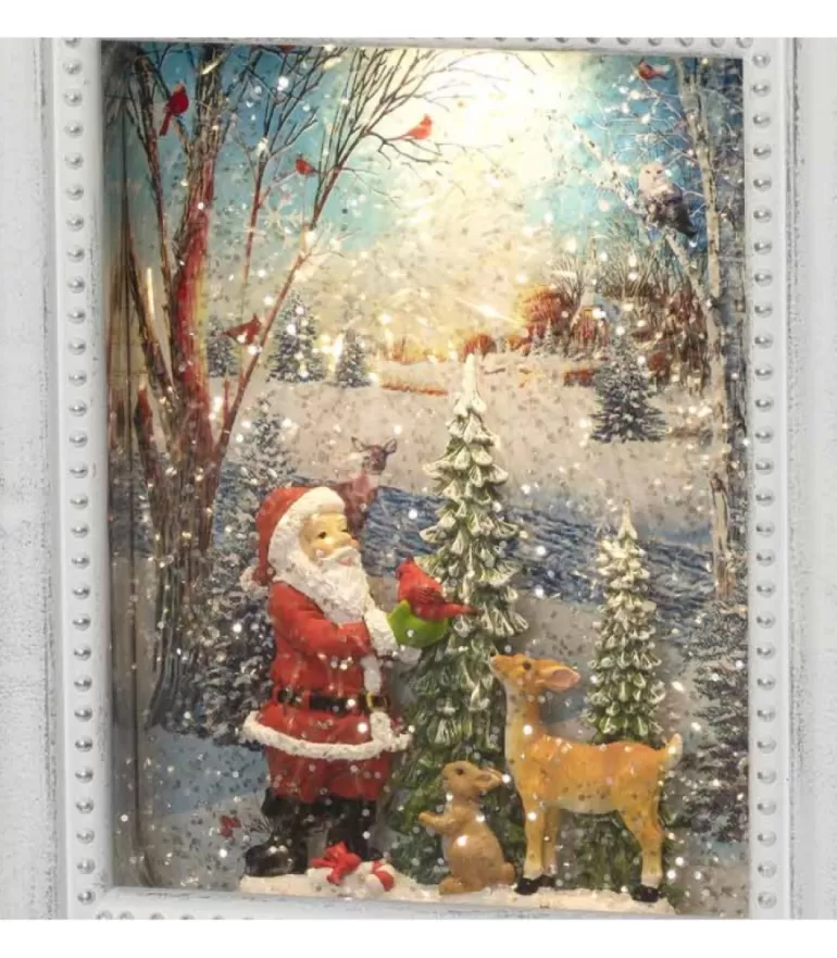 Outlet Cadre Photo Lumineux Père Noël Avec Animaux Lanternes De Noël À Neige