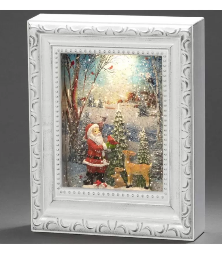 Outlet Cadre Photo Lumineux Père Noël Avec Animaux Lanternes De Noël À Neige