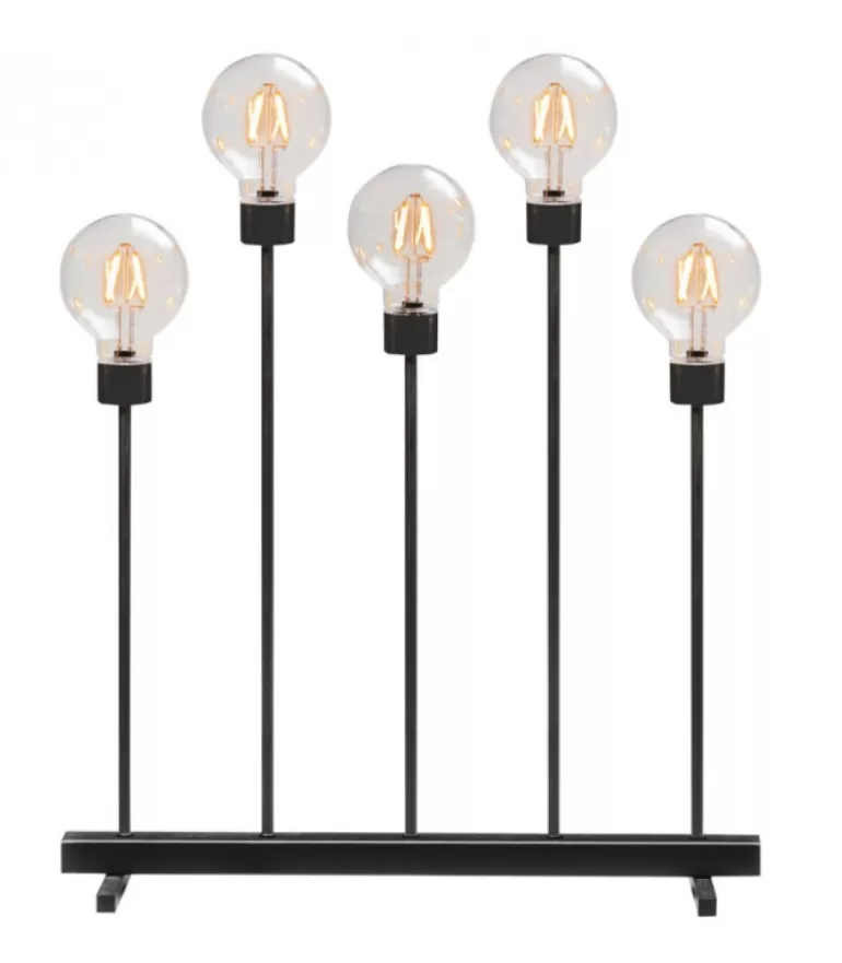 Online Chandelier Led 5 Ampoules Rondes Ambrees En Metal Noir, 54 Cm Chandeliers De Noël À 7 Branches