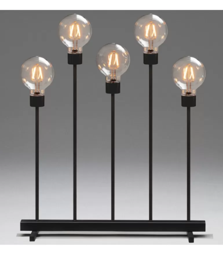 Online Chandelier Led 5 Ampoules Rondes Ambrees En Metal Noir, 54 Cm Chandeliers De Noël À 7 Branches