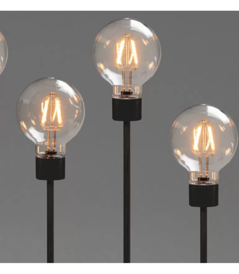 Online Chandelier Led 5 Ampoules Rondes Ambrees En Metal Noir, 54 Cm Chandeliers De Noël À 7 Branches