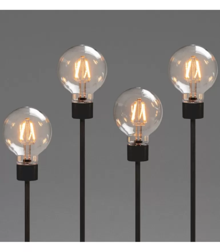 Online Chandelier Led 5 Ampoules Rondes Ambrees En Metal Noir, 54 Cm Chandeliers De Noël À 7 Branches