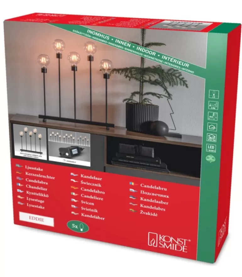 Online Chandelier Led 5 Ampoules Rondes Ambrees En Metal Noir, 54 Cm Chandeliers De Noël À 7 Branches