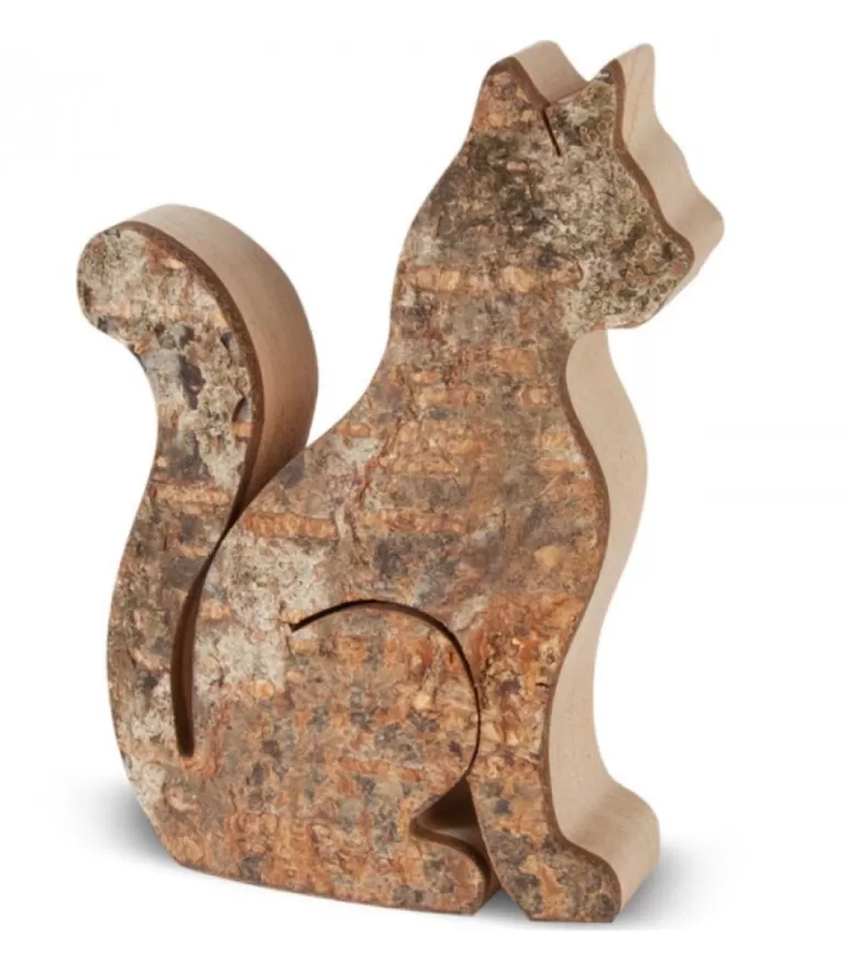 Outlet Chat En Bois Assis, 8,5 Cm Animaux En Bois