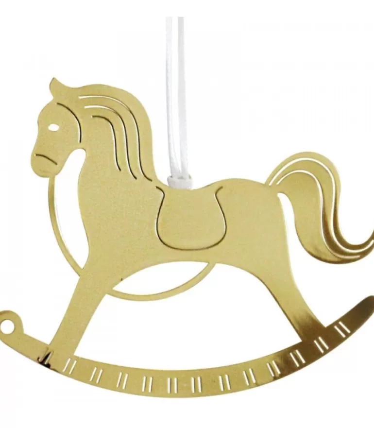 New Cheval A Bascule Design En Metal Dore A Suspendre Déco De Noël Scandinave