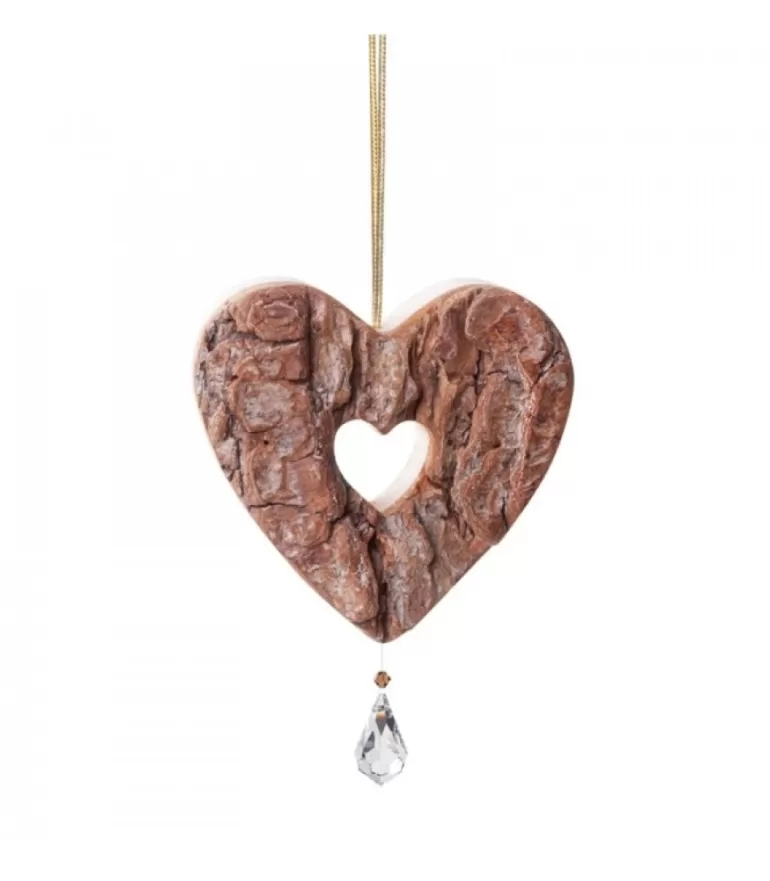 Flash Sale Coeur En Bois A Suspendre Avec Cristal Swarovski Décorations En Bois Pour Sapin De Noël