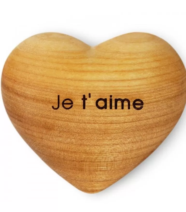 Flash Sale Coeur En Bois, Je T'Aime, 6 Cm Coeur En Bois