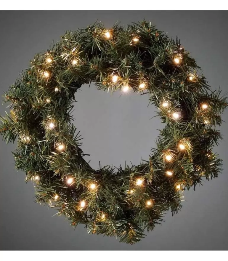 Clearance Couronne De Noël Lumineuse Sapin, 45 Cm Guirlande Lumineuse Extérieur