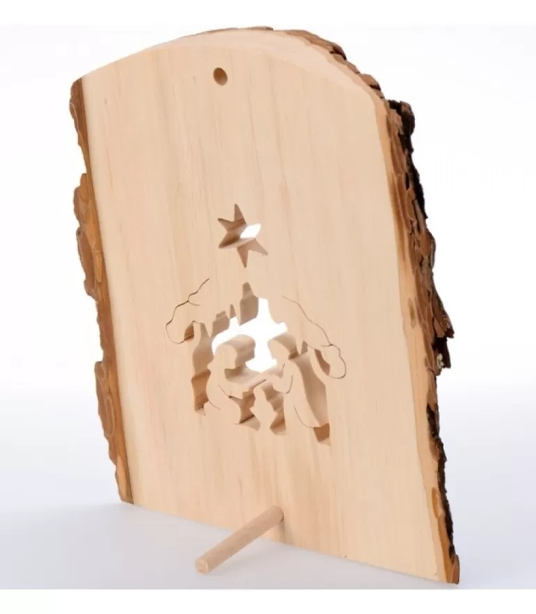 Shop Crèche A Poser En Ecorce De Bois, 18 Cm Crèche De Noël Artisanale