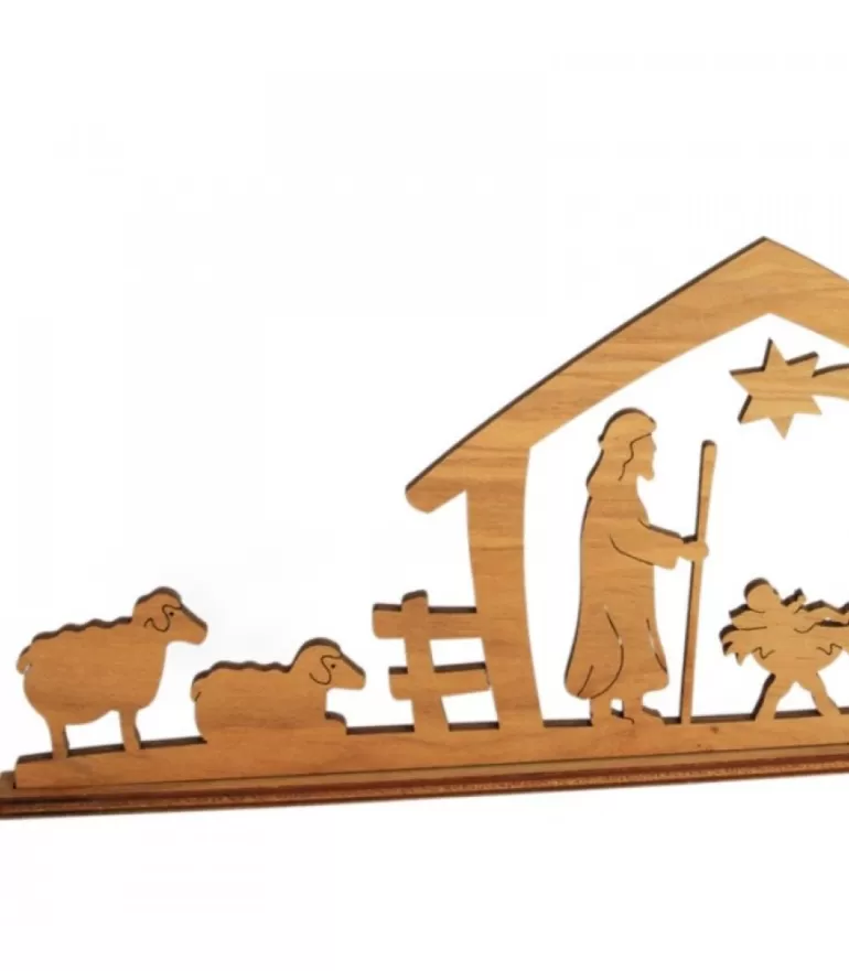 Online Crèche De Noël Diorama En Bois D'Olivier, 8 Cm Crèche De Noël En Bois