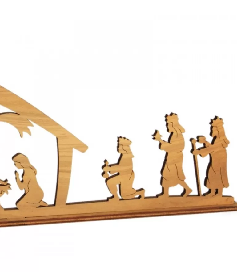 Online Crèche De Noël Diorama En Bois D'Olivier, 8 Cm Crèche De Noël En Bois