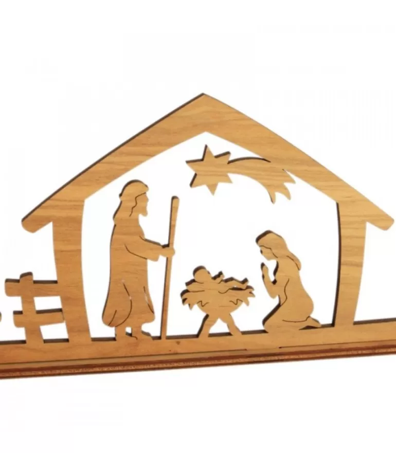 Online Crèche De Noël Diorama En Bois D'Olivier, 8 Cm Crèche De Noël En Bois
