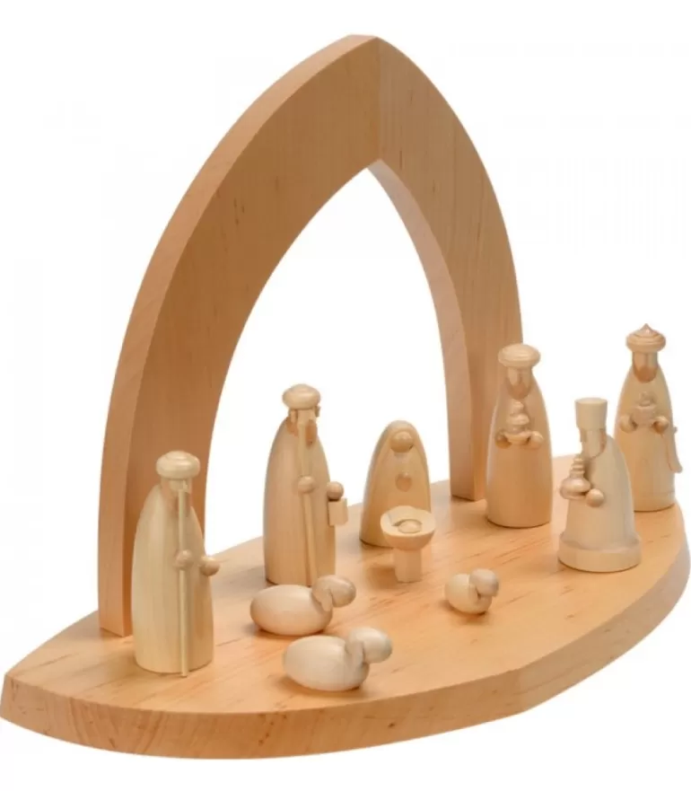 Outlet Crèche De Noël Vide A Fabriquer En Bois, 20 Cm Crèche De Noël En Bois