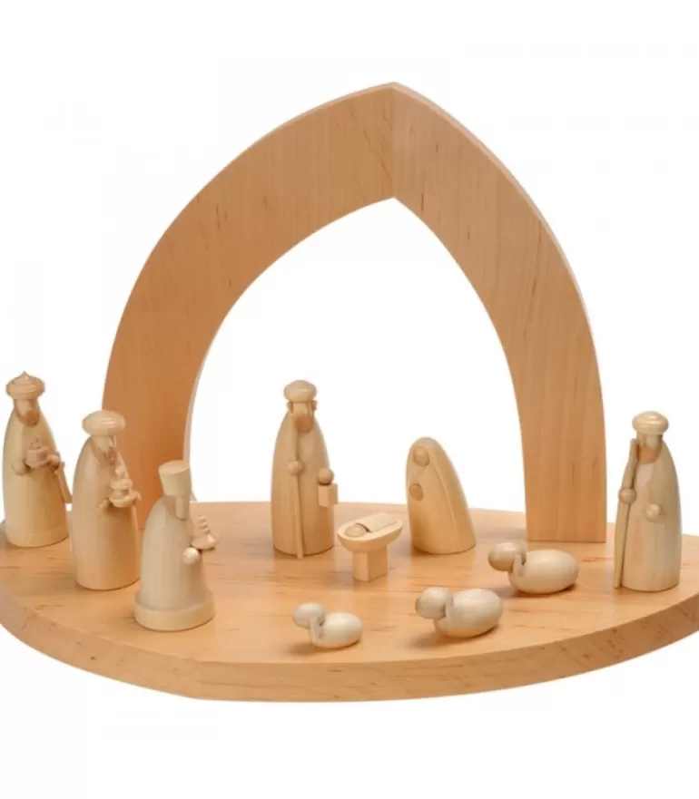 Outlet Crèche De Noël Vide A Fabriquer En Bois, 20 Cm Crèche De Noël En Bois