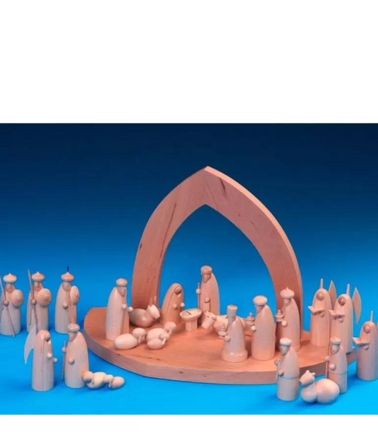 Outlet Crèche De Noël Vide A Fabriquer En Bois, 20 Cm Crèche De Noël En Bois