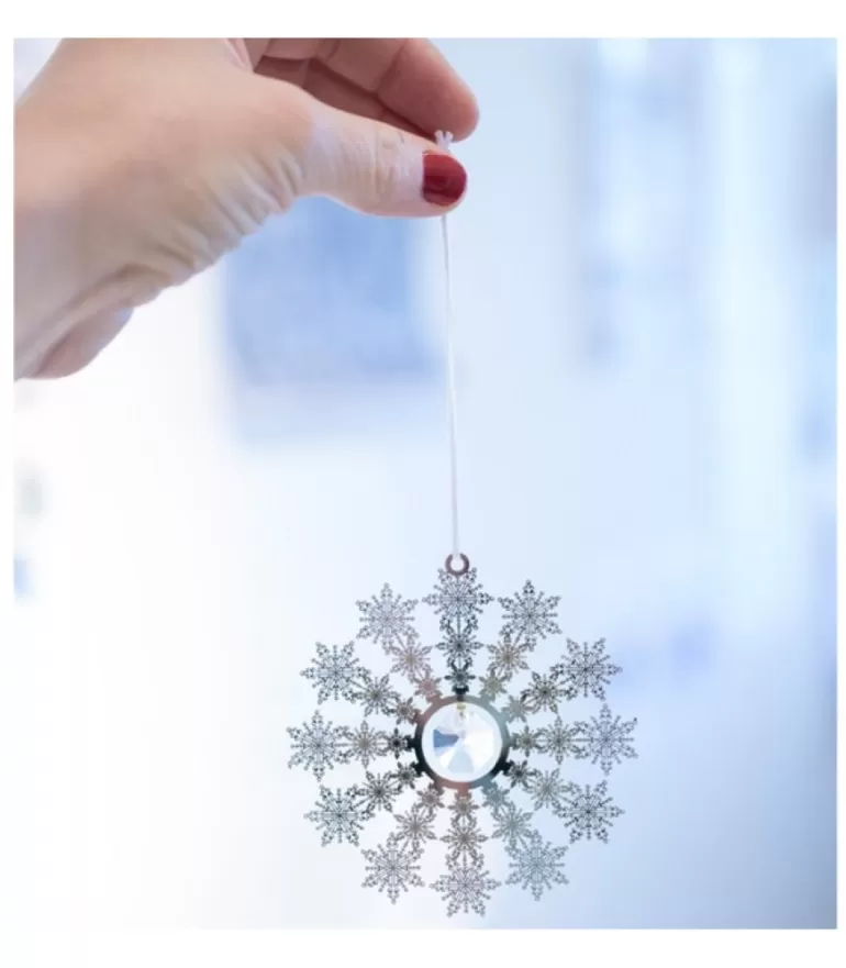 Flash Sale Déco Sapin Design, Flocon De Neige Avec Cristal Déco De Noël Scandinave