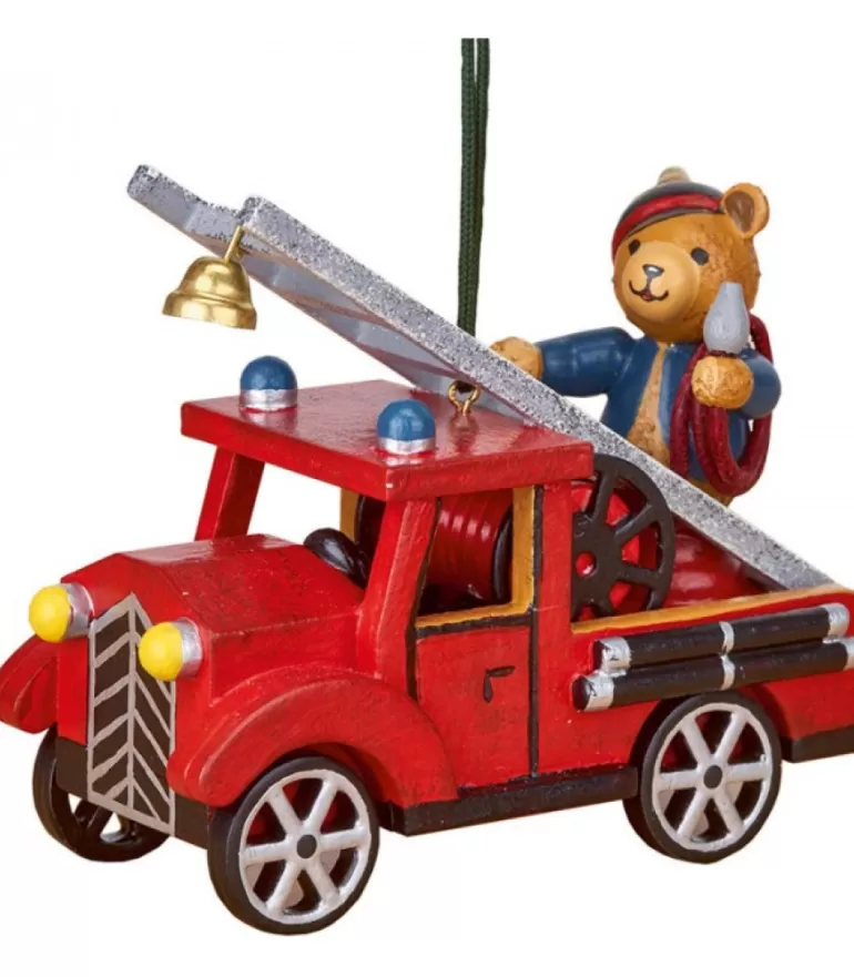 Online Déco Sapin Vintage, Ourson Sur Voiture De Pompier Déco Sapin De Noël Vintage