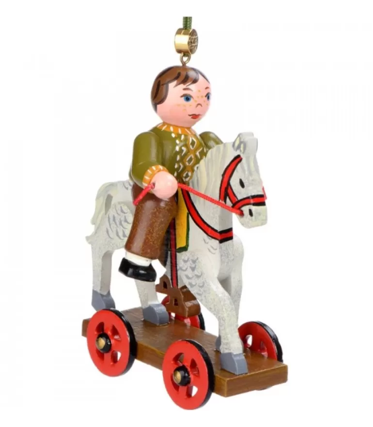 Best Sale Décoration Sapin De Noël Vintage, Enfant Sur Un Cheval De Bois, Déco Sapin De Noël Vintage