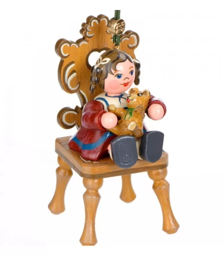 Store Décoration Sapin De Noël Vintage, Figurine Fillette Et Ourson Déco Sapin De Noël Vintage