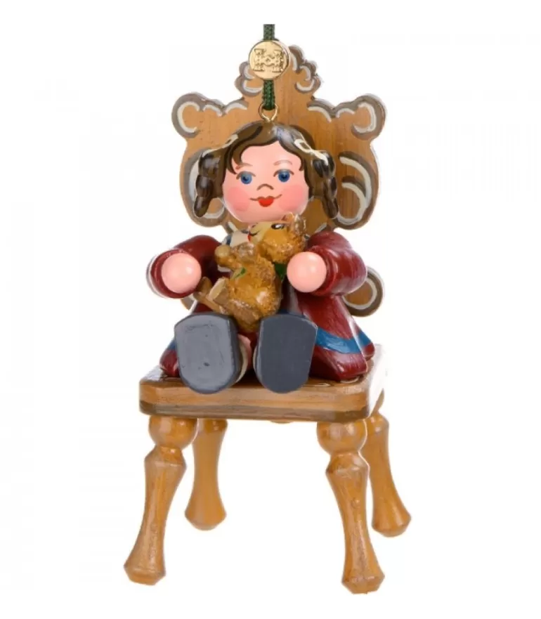 Store Décoration Sapin De Noël Vintage, Figurine Fillette Et Ourson Déco Sapin De Noël Vintage