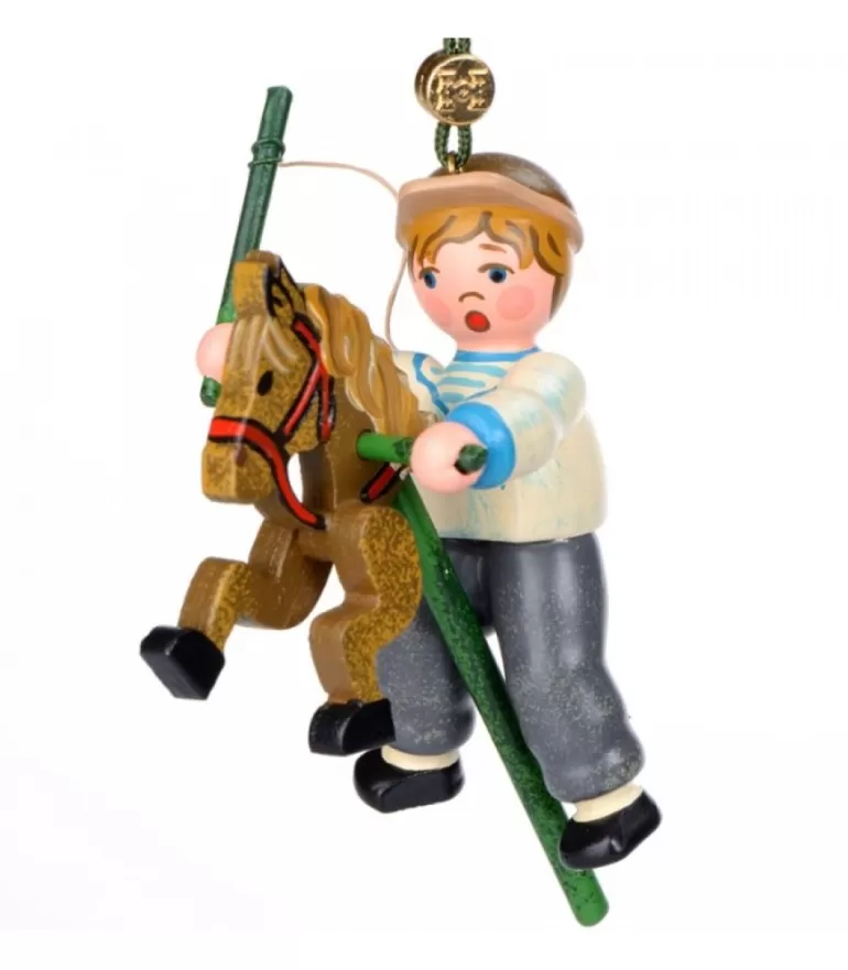 Shop Décoration Sapin De Noël Vintage, Petit Garcon Sur Un Cheval En Bois Déco Sapin De Noël Vintage