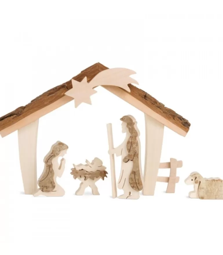 Cheap Etable De Bethleem Avec Figurines En Ecorce, 12,5 Cm Crèche De Noël Artisanale