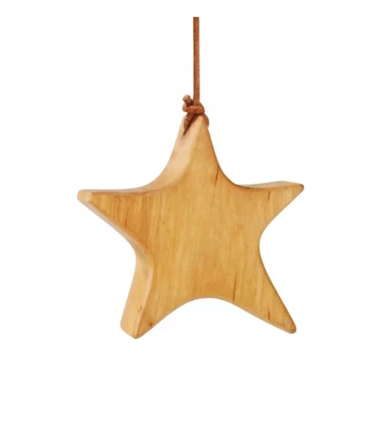 Best Etoile En Bois D'Aulne A Suspendre, Asymetrique 9 Cm Décorations En Bois Pour Sapin De Noël