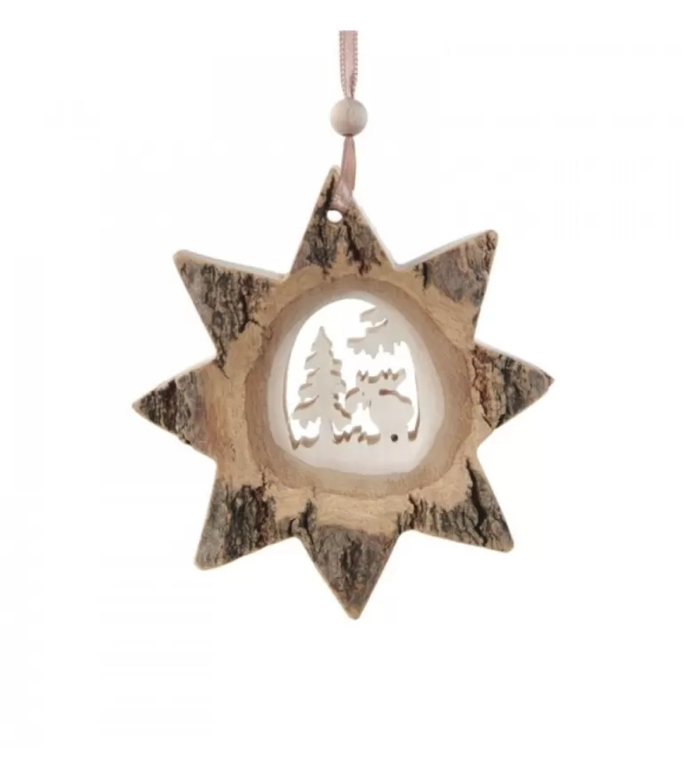 Sale Etoile En Bois, Motif Cisele Elan, 10 Cm Décorations En Bois Pour Sapin De Noël