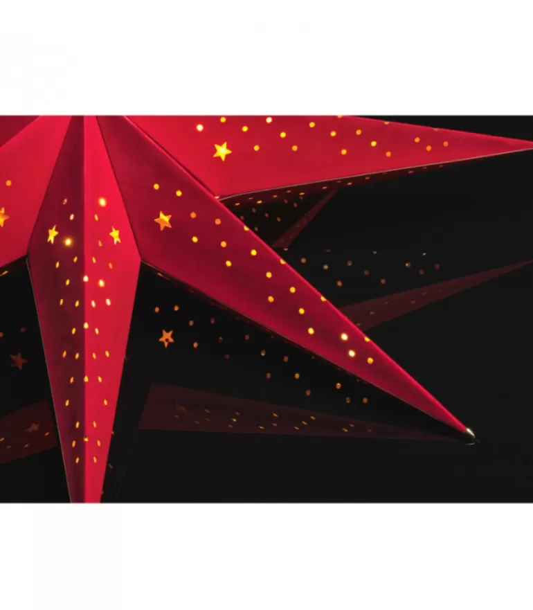 Discount Etoile Lumineuse 7 Branches En Papier Velours Rouge A Suspendre, 60 Cm Etoile Lumineuse