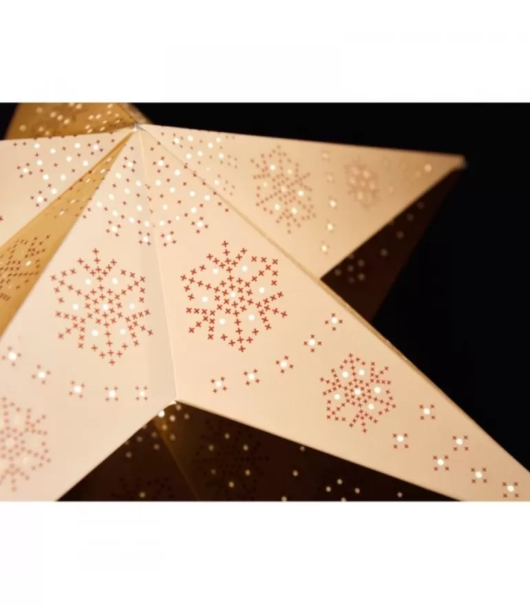 Store Etoile Lumineuse Electrique 5 Branches En Papier, Blanche, Sur Pied Blanc, 46 Cm Etoile Lumineuse