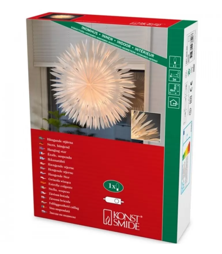 Best Sale Etoile Lumineuse Electrique En Papier A Suspendre, Blanche, 60 Cm Etoile Lumineuse