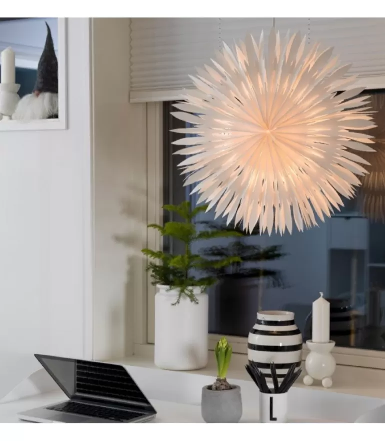 Best Sale Etoile Lumineuse Electrique En Papier A Suspendre, Blanche, 60 Cm Etoile Lumineuse