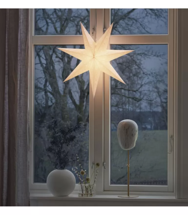 Discount Etoile Lumineuse En Papier A Suspendre, 7 Branches, Blanche, 60 Cm Etoile Lumineuse