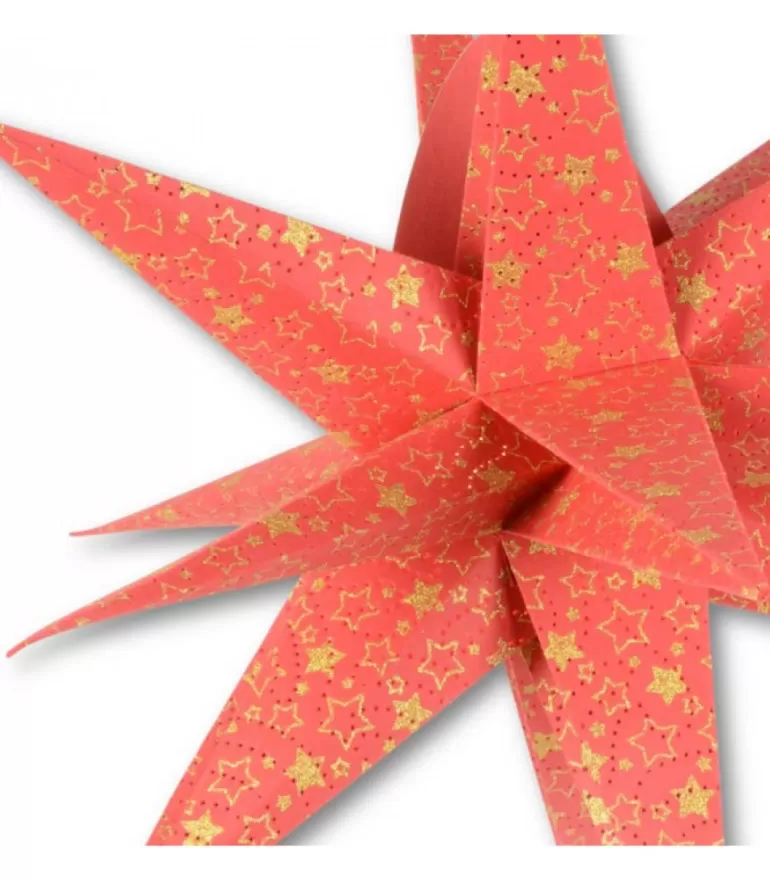 Clearance Etoile Lumineuse Rouge En Papier 3D, A Suspendre, 45 Cm Etoile Lumineuse