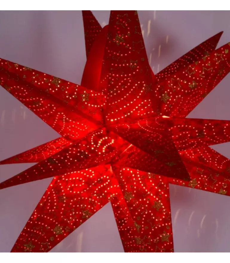 Clearance Etoile Lumineuse Rouge En Papier 3D, A Suspendre, 45 Cm Etoile Lumineuse