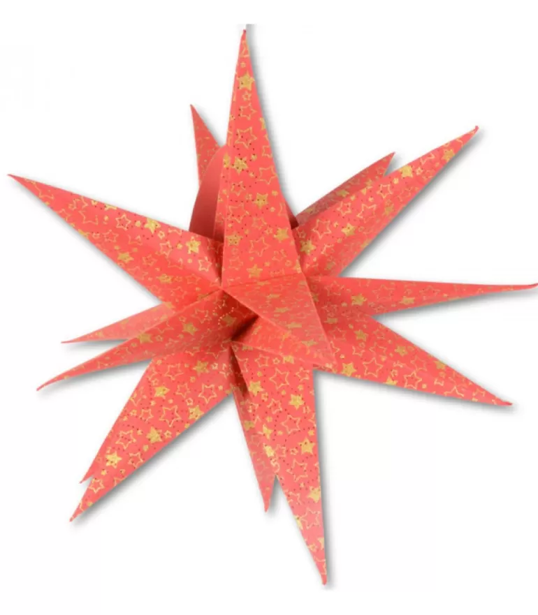 Clearance Etoile Lumineuse Rouge En Papier 3D, A Suspendre, 45 Cm Etoile Lumineuse