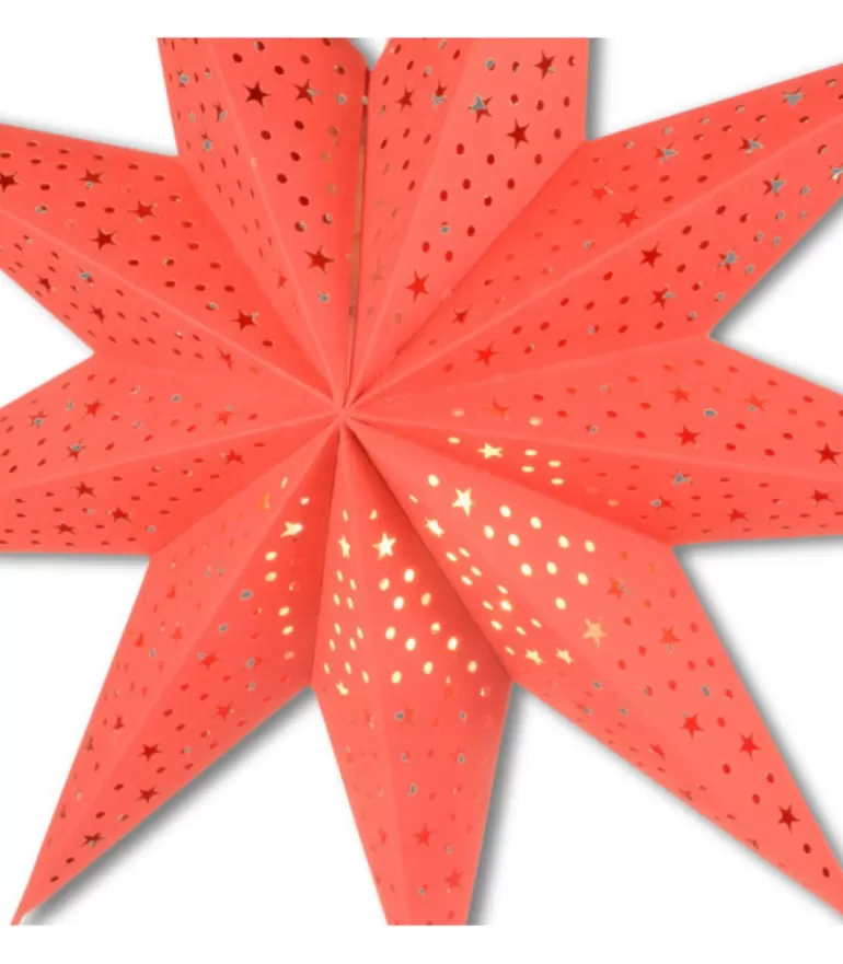 Hot Etoile Lumineuse Rouge En Papier A Suspendre, 45 Cm Etoile Lumineuse