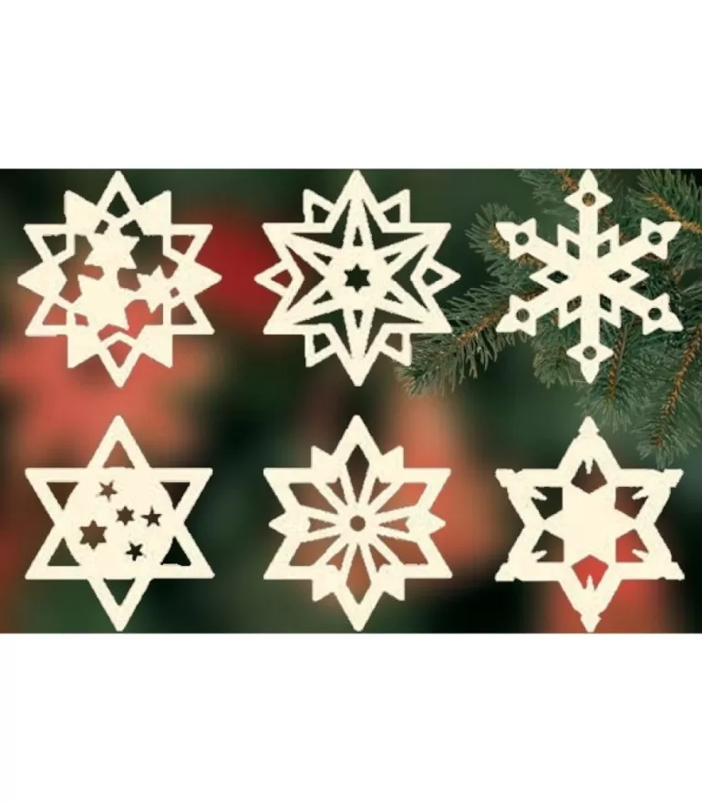 Hot Etoiles En Bois. Déco Sapin De Noël, 6 Motifs Differents - N° 7 Décorations En Bois Pour Sapin De Noël