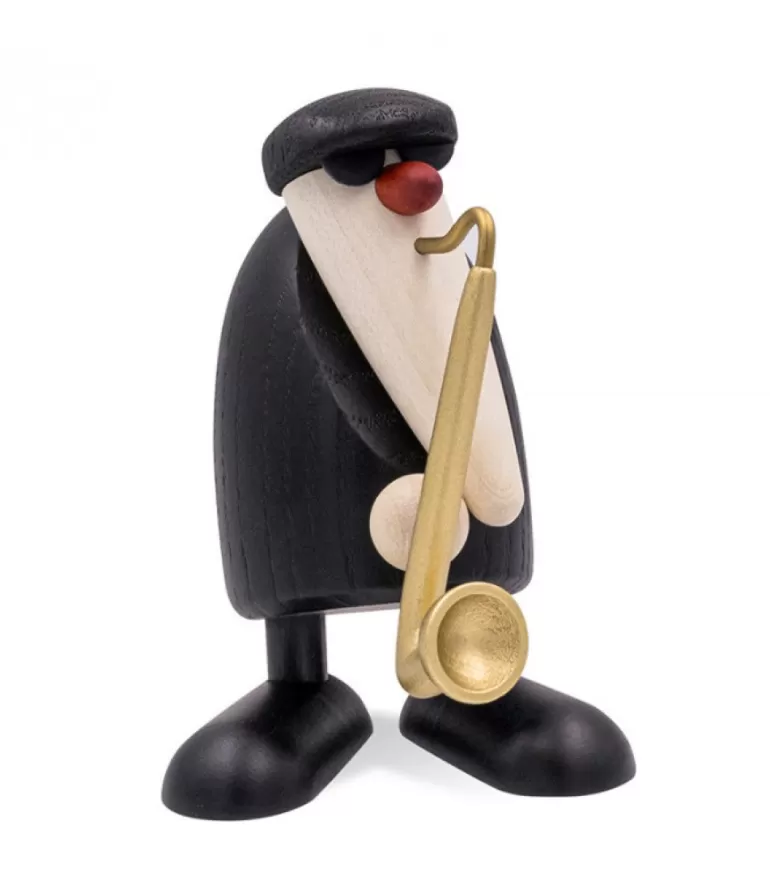 Outlet Figurine Musicien Jazz, Saxophoniste Père Noël En Bois