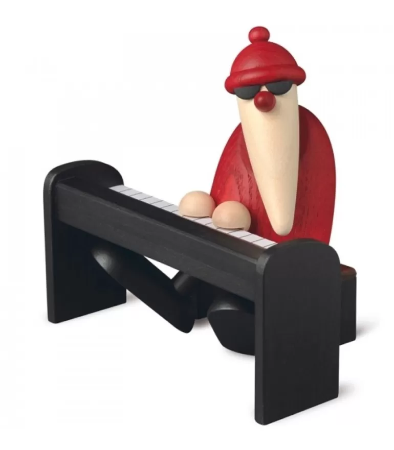 Store Figurine Père Noël Pianiste Père Noël En Bois