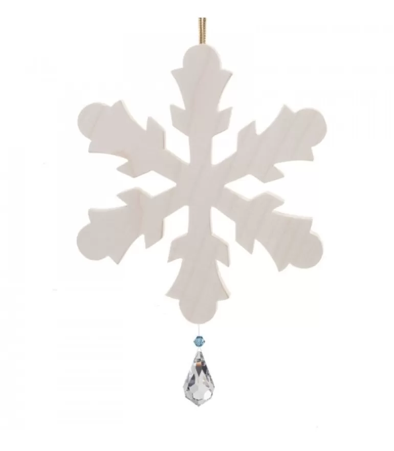Cheap Grand Flocon De Neige A Suspendre Avec Cristal Swarovski 12 Cm Décorations En Bois Pour Sapin De Noël