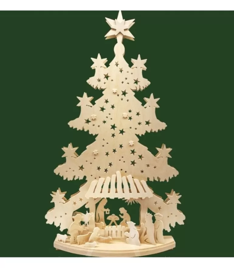 Cheap Grand Sapin Lumineux Led En Bois Avec Personnages De La Crèche Crèche De Noël Lumineuse